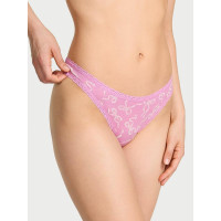 Котонові трусики стрінги Cotton Shadow Stripe Lace-Waist Thong Panty - колір Lilac Bows