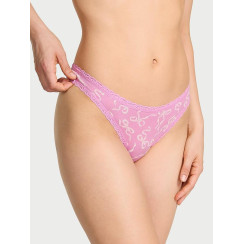 Котонові трусики стрінги Cotton Shadow Stripe Lace-Waist Thong Panty - колір Lilac Bows