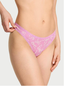 Котонові трусики стрінги Cotton Shadow Stripe Lace-Waist Thong Panty - колір Lilac Bows