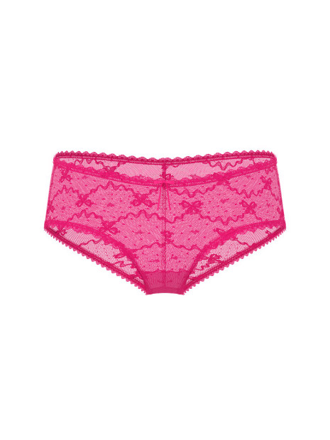 Мереживні трусики чіки Victoria's Secret Bow Lace Mesh Cheeky Panty - колір Pop Pink