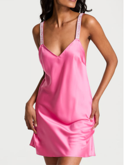 Нічна сорочка сатинова Shine Strap Satin Slip - колір Rose Garden