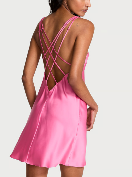 Нічна сорочка сатинова Shine Strap Satin Slip - колір Rose Garden