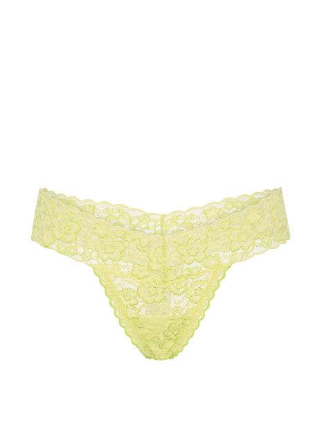 Мереживні трусики від Victoria's Secret Lace Thong Panty - колір Lime Yellow
