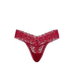Мереживні трусики від Victoria's Secret Lace Thong Panty - колір Sangria Red Dots