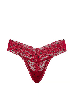 Мереживні трусики від Victoria's Secret Lace Thong Panty - колір Sangria Red Dots