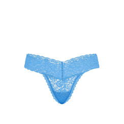 Мереживні трусики від Victoria's Secret Lace Thong Panty - колір Blue Jasper