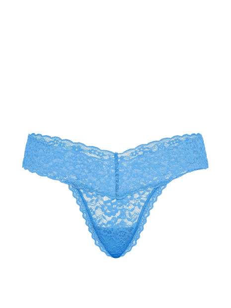 Мереживні трусики від Victoria's Secret Lace Thong Panty - колір Blue Jasper