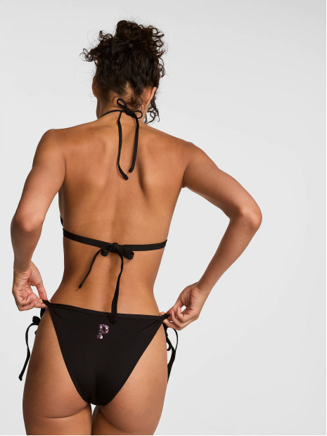 Купальник Victoria's Secret Push-Up Triangle String Bikini Top - колір Black