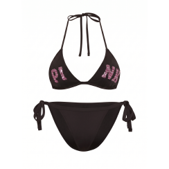 Купальник Victoria's Secret Push-Up Triangle String Bikini Top - колір Black
