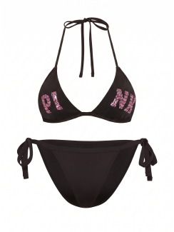 Купальник Victoria's Secret Push-Up Triangle String Bikini Top - колір Black