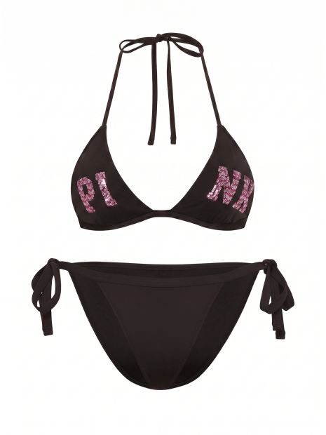 Купальник Victoria's Secret Push-Up Triangle String Bikini Top - колір Black