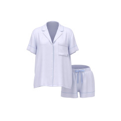 Сатинова піжама Victoria's Secret Signature Satin Short Pajama Set - колір Icy Lavender