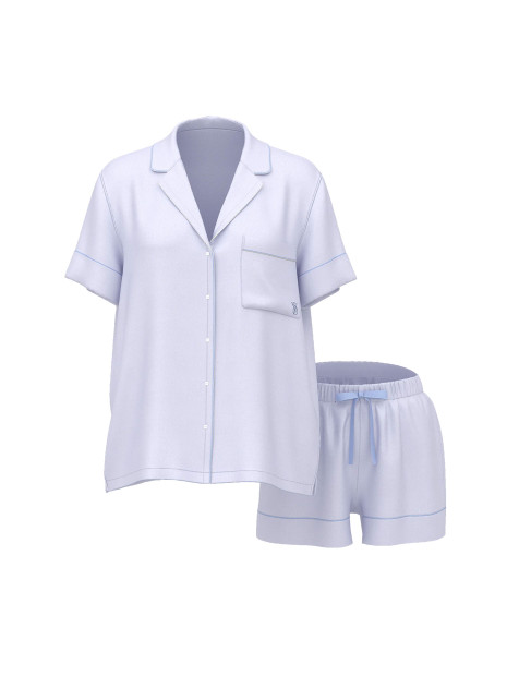 Сатинова піжама Victoria's Secret Signature Satin Short Pajama Set - колір Icy Lavender