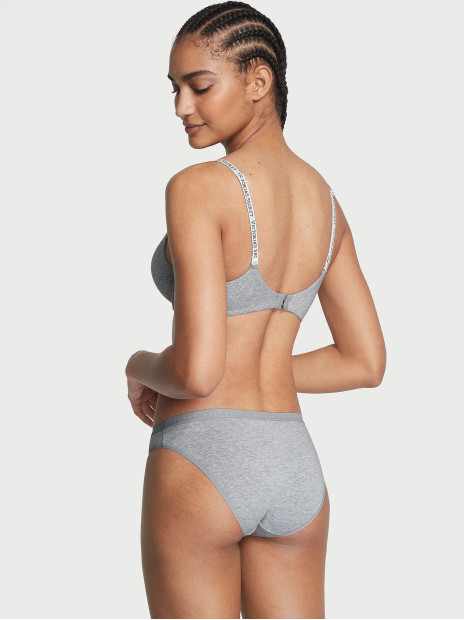 Бавовняні трусики бікіні Victoria's Secret Stretch Cotton Bikini Panty - колір Medium Heather Grey
