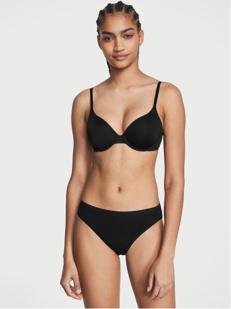 Бавовняні трусики бікіні Victoria's Secret Stretch Cotton Bikini Panty - колір Black