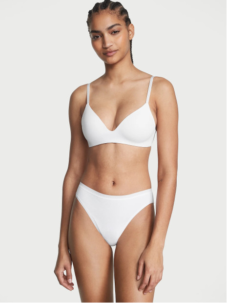 Бавовняні трусики бікіні Victoria's Secret Stretch Cotton Bikini Panty - колір VS White