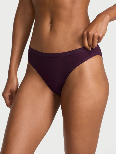 Бавовняні трусики бікіні Victoria's Secret Stretch Cotton Bikini Panty - колір Winter Wine
