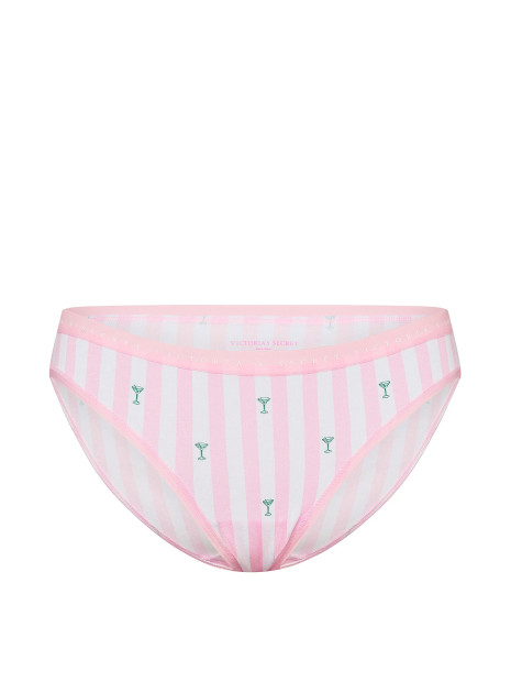 Бавовняні трусики бікіні Victoria's Secret Stretch Cotton Bikini Panty - колір Pink Iconic Martini Stripes