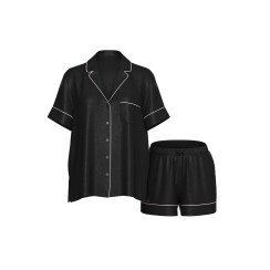 Сатинова піжама Victoria's Secret Signature Satin Short Pajama Set - колір Jacquard | Black