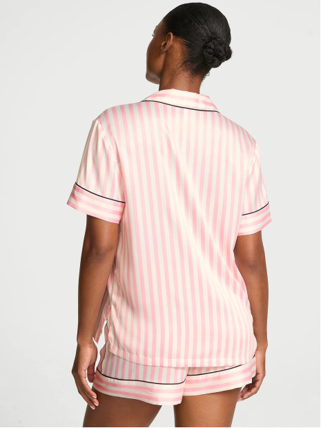 Сатинова піжама Victoria's Secret Signature Satin Short Pajama Set - колір Embroidered Collar | Print Сатинова піжама Victoria's Secret Signature Satin Short Pajama Set - колір Embroidered Collar | Print