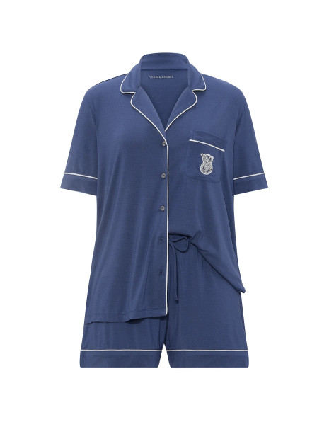 Модалова піжама Victoria's Secret SoSoft™ Modal Short Pajama Set - колір Embroidered Pocket | Ink Blue