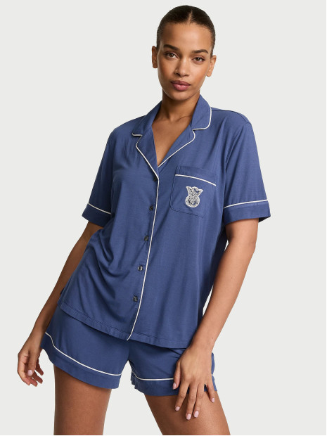 Модалова піжама Victoria's Secret SoSoft™ Modal Short Pajama Set - колір Embroidered Pocket | Ink Blue