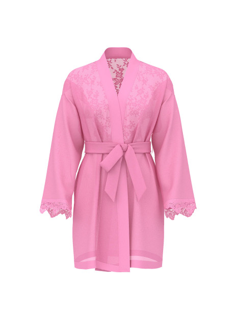 Сатиновий халат Victoria's Secret Chiffon & Lace Short Robe - колір Rose Garden