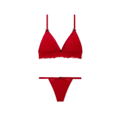 Комплект білизни Victoria's Secret Pink - Limited-Edition PINK Wink™ Flirty Gift Set - колір Bright Vermillion Forever Lace V-Day Pack