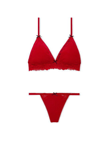 Комплект білизни Victoria's Secret Pink - Limited-Edition PINK Wink™ Flirty Gift Set - колір Bright Vermillion Forever Lace V-Day Pack