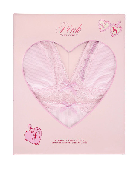 Комплект білизни Victoria's Secret Pink - Limited-Edition PINK Wink™ Flirty Gift Set - колір Pink Tulip Forever Lace V-Day Pack Комплект білизни Victoria's Secret Pink - Limited-Edition PINK Wink™ Flirty Gift Set - колір Pink Tulip Forever Lace V-Day Pack