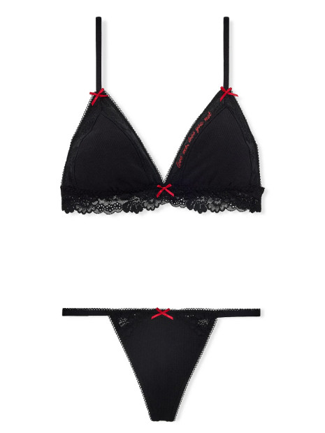 Комплект білизни Victoria's Secret Pink - Limited-Edition PINK Wink™ Flirty Gift Set - колір Black Forever Lace V-Day Pack