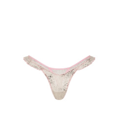 Мереживні трусики від Victoria's Secret PINK Wink™ Flutter Thong Panty - колір Natural Leopard Print
