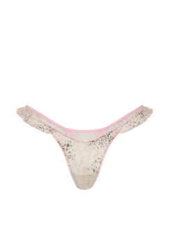 Мереживні трусики від Victoria's Secret PINK Wink™ Flutter Thong Panty - колір Natural Leopard Print
