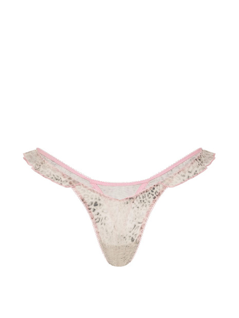 Мереживні трусики від Victoria's Secret PINK Wink™ Flutter Thong Panty - колір Natural Leopard Print