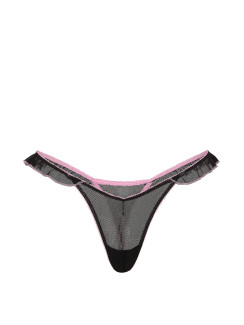 Мереживні трусики від Victoria's Secret PINK Wink™ Flutter Thong Panty - колір Black