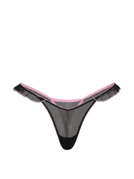 Мереживні трусики від Victoria's Secret PINK Wink™ Flutter Thong Panty - колір Black
