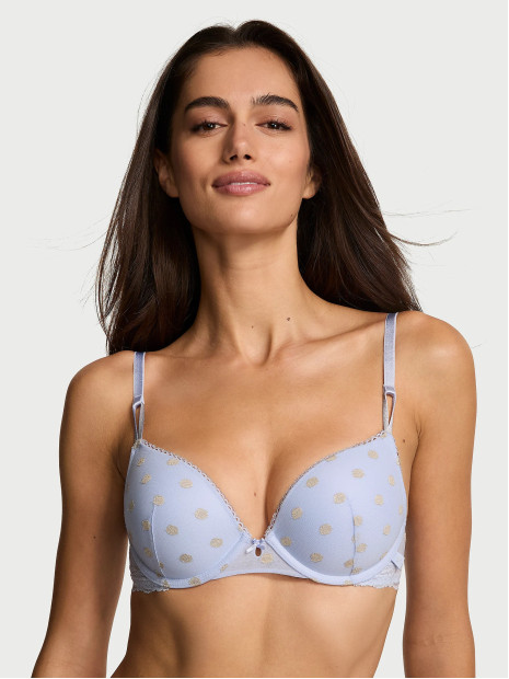 Бюстгалтер Victoria's Secret Sexy Tee Sheer Heritage Shimmer Dot Push-Up Bra - колір Soft Iris