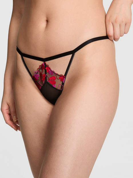 Мереживні трусики від Victoria's Secret PINK Wink™ V-String Panty - колір Black