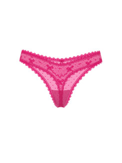 Мереживні трусики від Victoria's Secret PINK The Lacie Bow Lace Mesh Thong Panty - колір Pop Pink