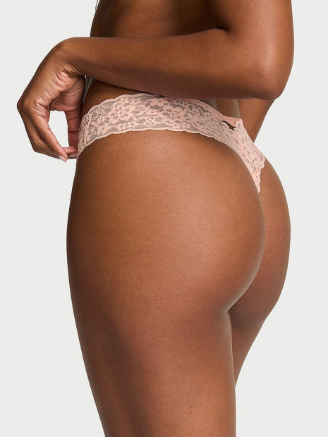 Мереживні трусики від Victoria's Secret The Lacie Lace Strappy-Back Thong Panty - колір Peach Мереживні трусики від Victoria's Secret The Lacie Lace Strappy-Back Thong Panty - колір Peach