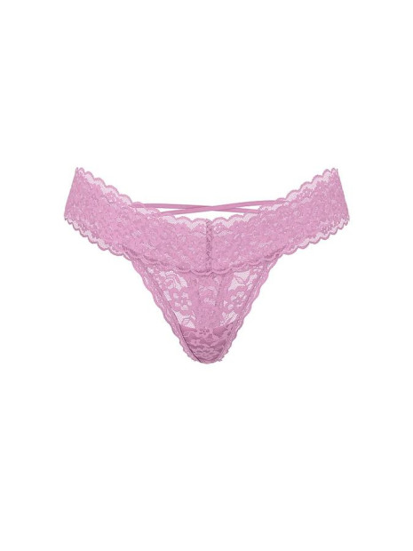 Мереживні трусики від Victoria's Secret The Lacie Lace Strappy-Back Thong Panty - колір Bikini Pink