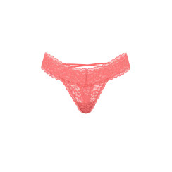 Мереживні трусики від Victoria's Secret The Lacie Lace Strappy-Back Thong Panty - колір Neon Coral