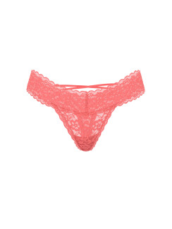 Мереживні трусики від Victoria's Secret The Lacie Lace Strappy-Back Thong Panty - колір Neon Coral