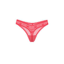 Мереживні трусики від Victoria's Secret The Lacie Bow Lace Mesh Thong Panty - колір Poppy