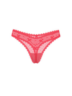 Мереживні трусики від Victoria's Secret The Lacie Bow Lace Mesh Thong Panty - колір Poppy