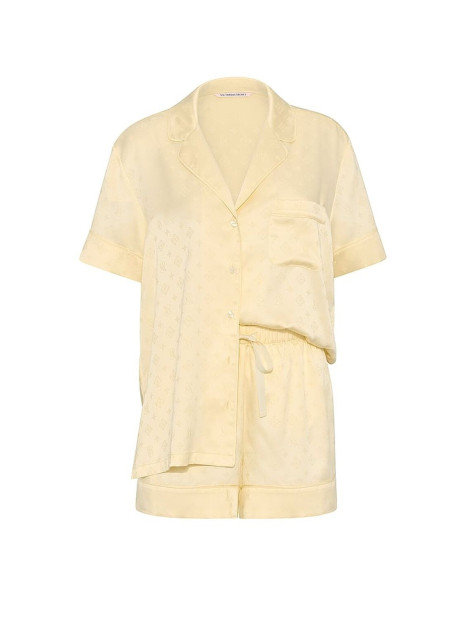 Сатинова піжама Victoria's Secret Signature Satin Short Pajama Set - колір Sunny Honey