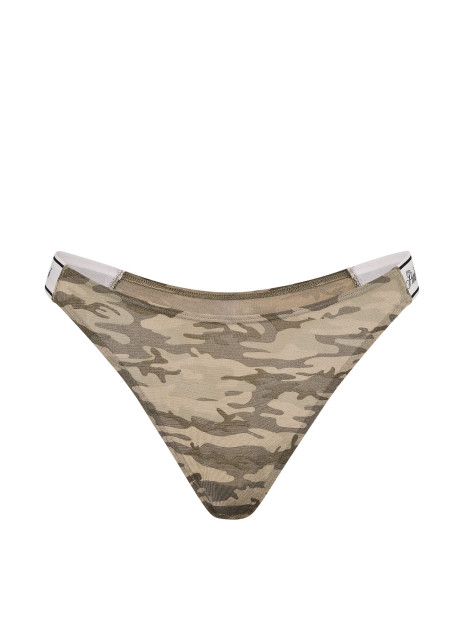 Котонові трусики стрінги Pink VS - колір Faded Green Camo Print
