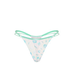 Мереживні трусики від Victoria's Secret PINK Mesh High-Leg Thong Panty - колір Frosted Iris Seashell Print