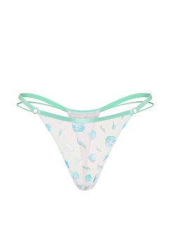 Мереживні трусики від Victoria's Secret PINK Mesh High-Leg Thong Panty - колір Frosted Iris Seashell Print