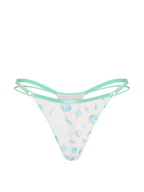 Мереживні трусики від Victoria's Secret PINK Mesh High-Leg Thong Panty - колір Frosted Iris Seashell Print